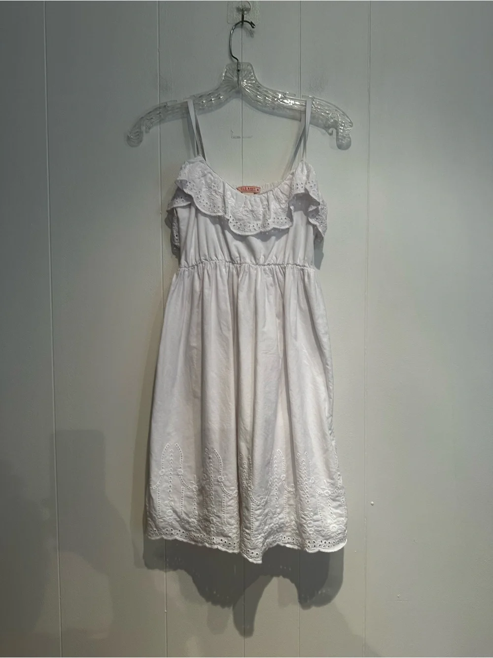 Vintage Old Navy Girls White Eyelet Sundress XL Boho Cottagecore Cotton